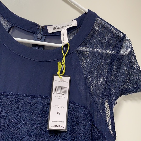 BcbGeneration Lace Front Cocktail Dress w/pleats 6 - Picture 8 of 9